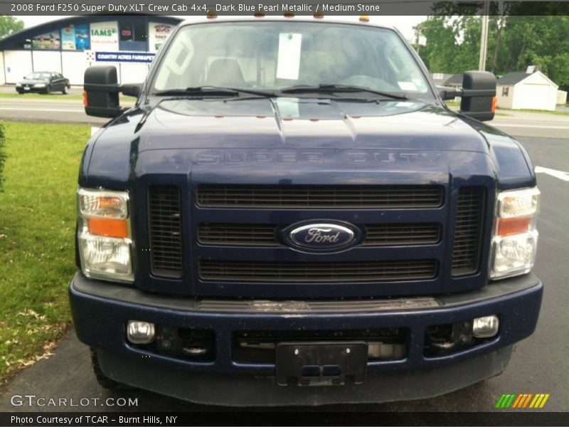 Dark Blue Pearl Metallic / Medium Stone 2008 Ford F250 Super Duty XLT Crew Cab 4x4