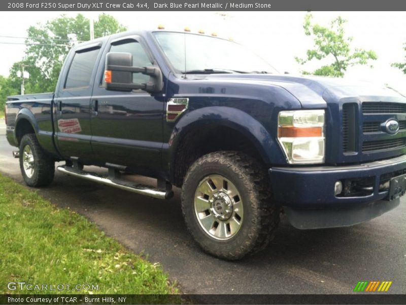 Dark Blue Pearl Metallic / Medium Stone 2008 Ford F250 Super Duty XLT Crew Cab 4x4