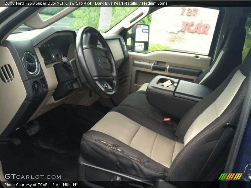 Dark Blue Pearl Metallic / Medium Stone 2008 Ford F250 Super Duty XLT Crew Cab 4x4