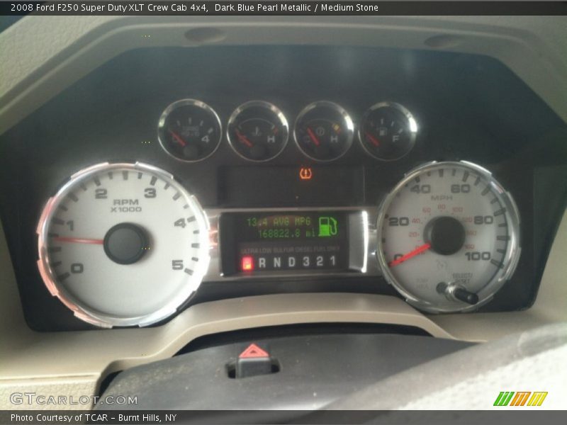 Dark Blue Pearl Metallic / Medium Stone 2008 Ford F250 Super Duty XLT Crew Cab 4x4