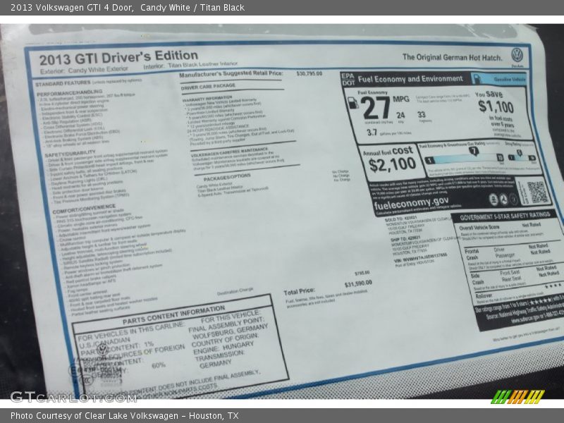 Candy White / Titan Black 2013 Volkswagen GTI 4 Door