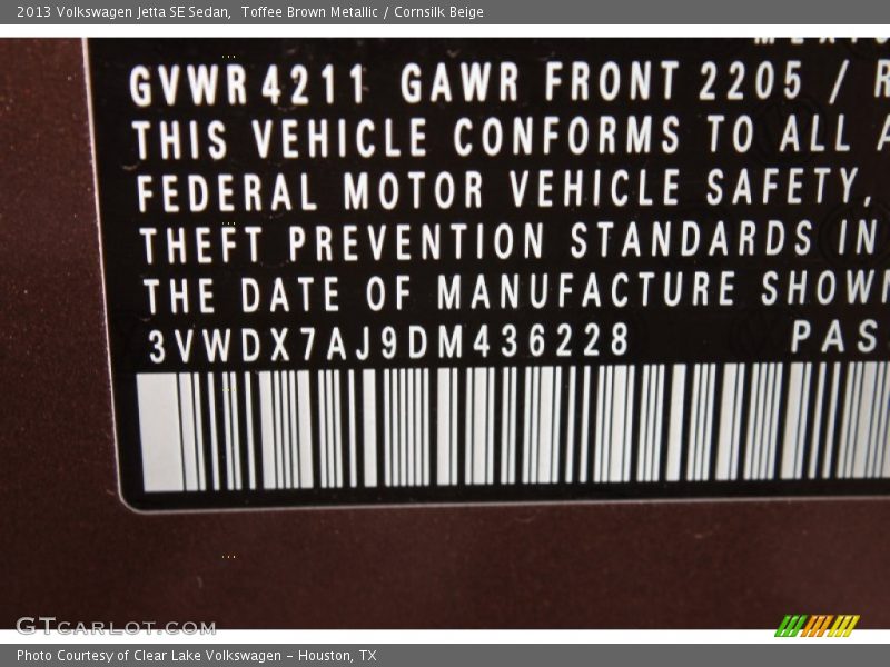 Toffee Brown Metallic / Cornsilk Beige 2013 Volkswagen Jetta SE Sedan
