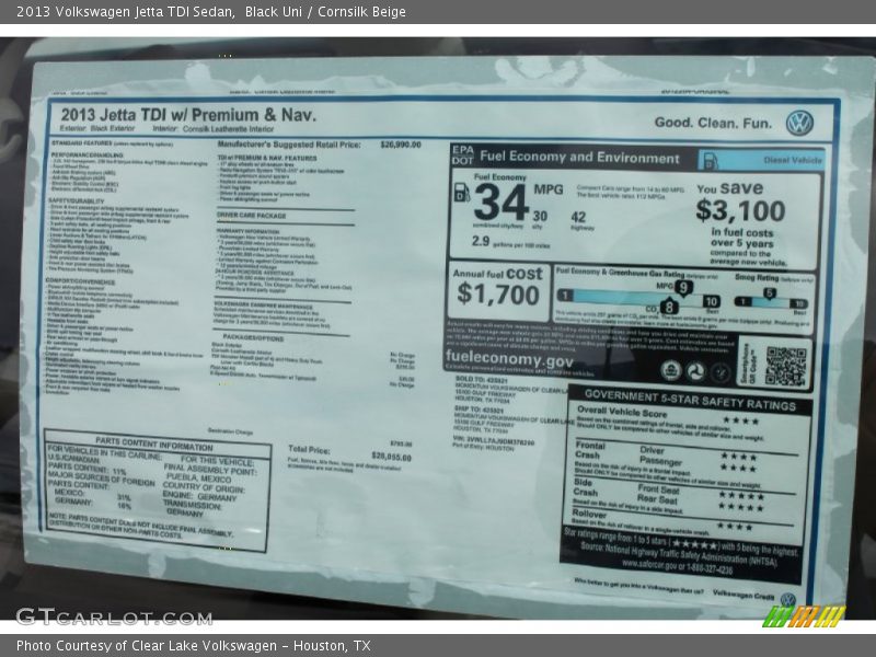 Black Uni / Cornsilk Beige 2013 Volkswagen Jetta TDI Sedan