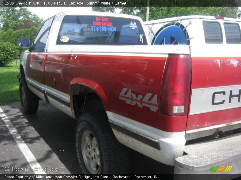 Summit White / Garnet 1989 Chevrolet C/K K1500 Regular Cab 4x4