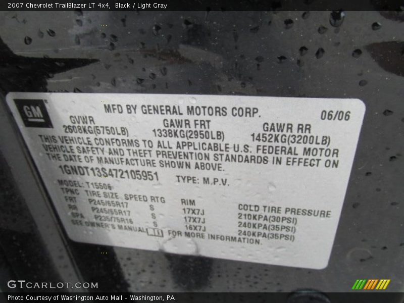 Black / Light Gray 2007 Chevrolet TrailBlazer LT 4x4