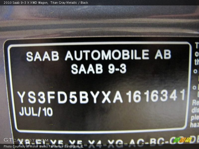 Titan Gray Metallic / Black 2010 Saab 9-3 X XWD Wagon