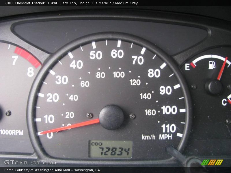 Indigo Blue Metallic / Medium Gray 2002 Chevrolet Tracker LT 4WD Hard Top