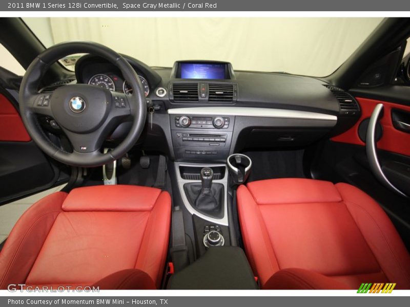 Space Gray Metallic / Coral Red 2011 BMW 1 Series 128i Convertible