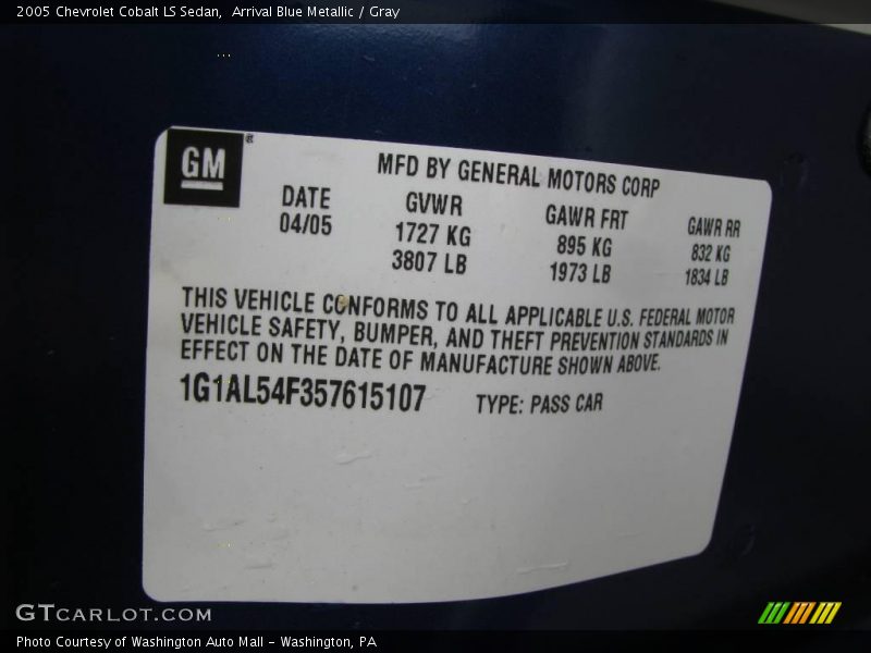 Arrival Blue Metallic / Gray 2005 Chevrolet Cobalt LS Sedan