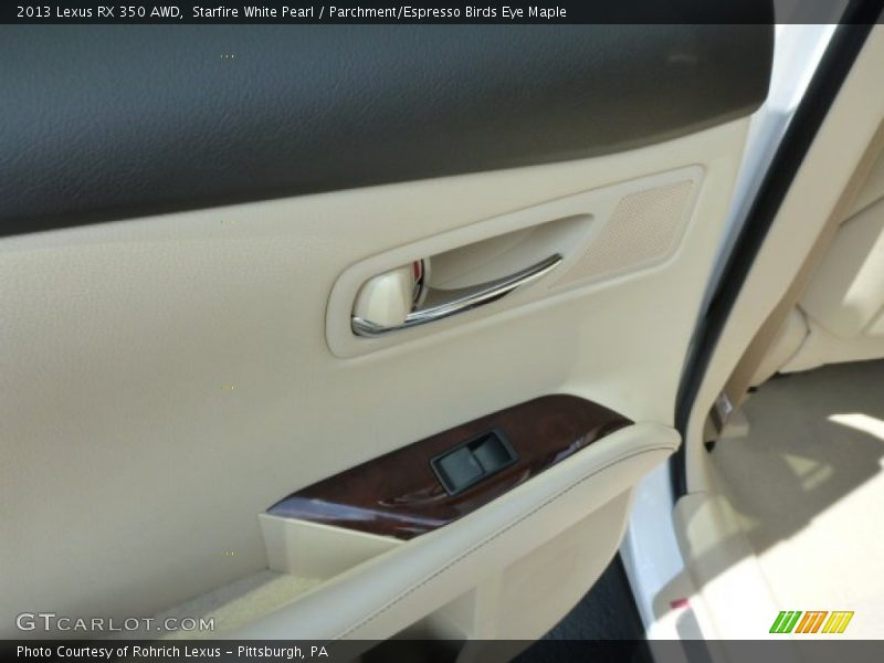 Starfire White Pearl / Parchment/Espresso Birds Eye Maple 2013 Lexus RX 350 AWD