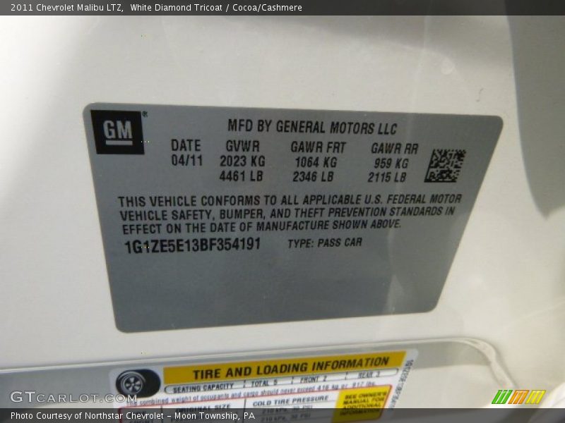 White Diamond Tricoat / Cocoa/Cashmere 2011 Chevrolet Malibu LTZ