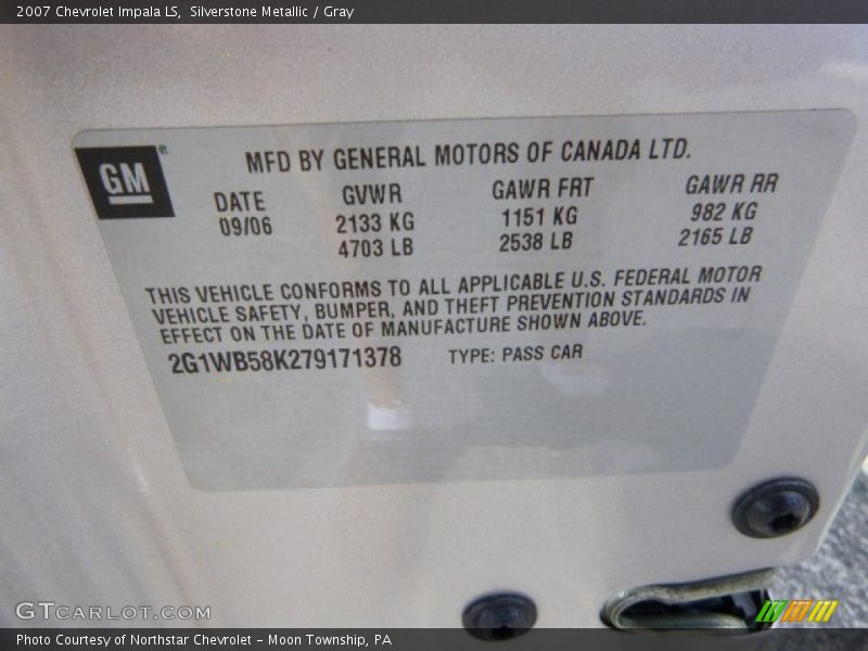 Silverstone Metallic / Gray 2007 Chevrolet Impala LS