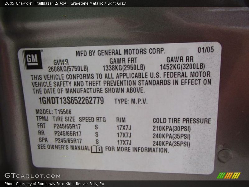 Graystone Metallic / Light Gray 2005 Chevrolet TrailBlazer LS 4x4