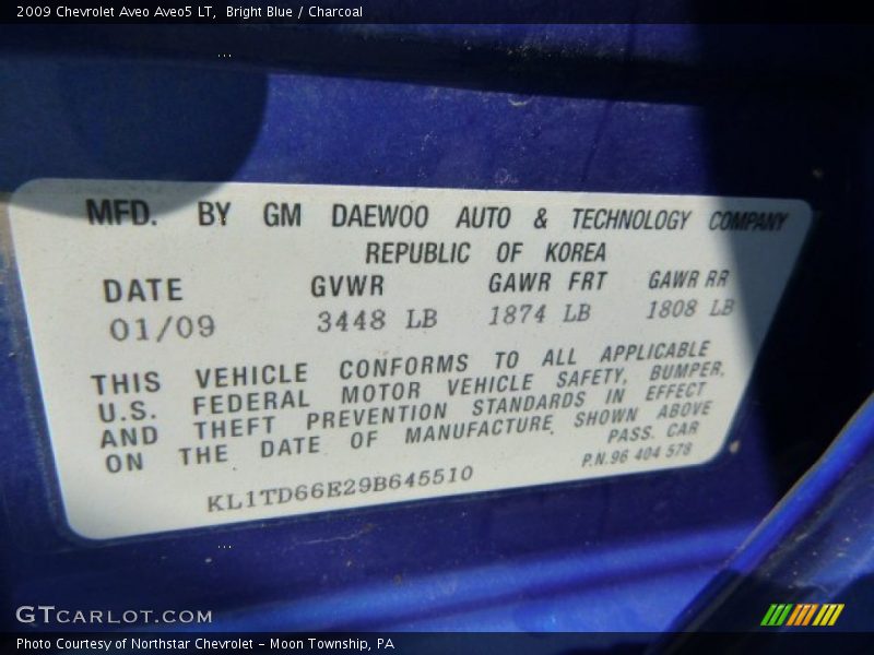Bright Blue / Charcoal 2009 Chevrolet Aveo Aveo5 LT
