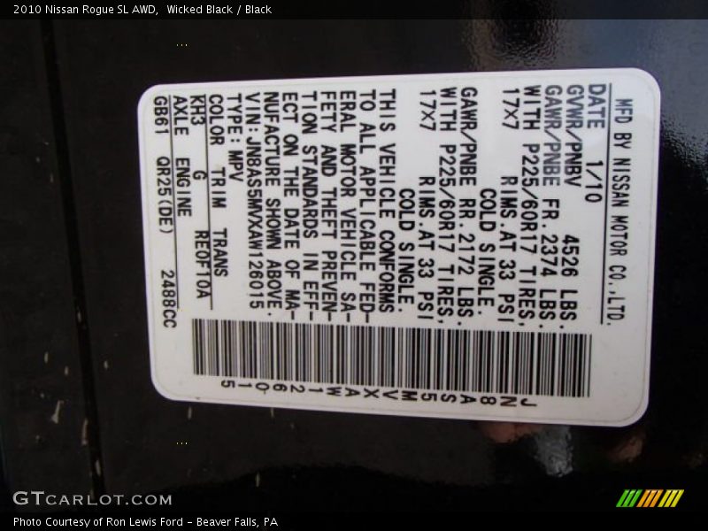 Wicked Black / Black 2010 Nissan Rogue SL AWD