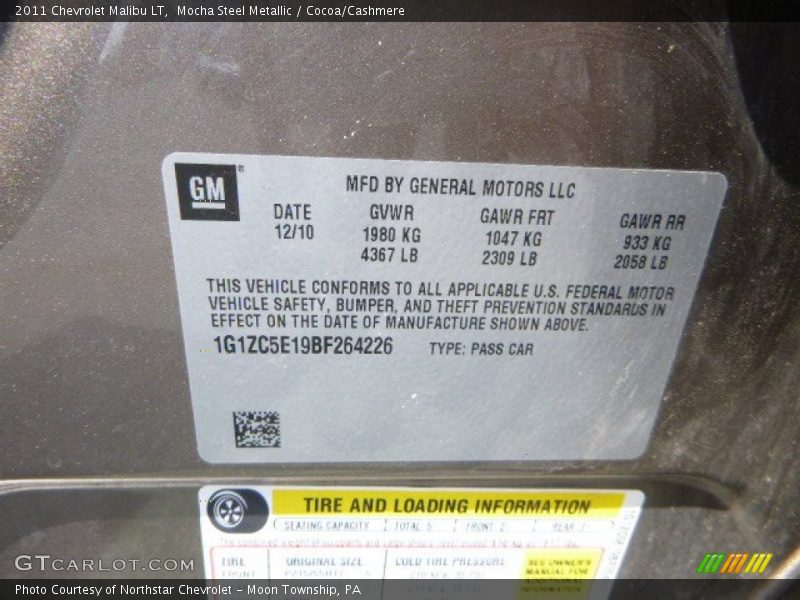 Mocha Steel Metallic / Cocoa/Cashmere 2011 Chevrolet Malibu LT