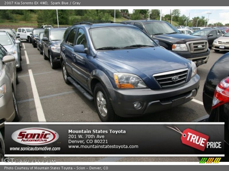 Spark Blue / Gray 2007 Kia Sorento EX 4WD