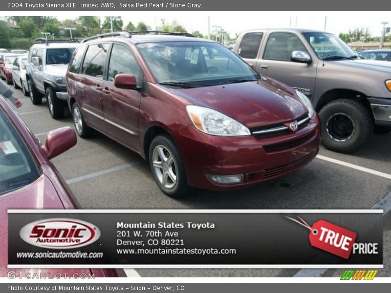 Salsa Red Pearl / Stone Gray 2004 Toyota Sienna XLE Limited AWD