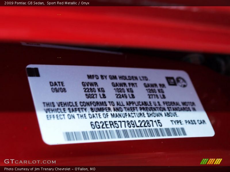 Sport Red Metallic / Onyx 2009 Pontiac G8 Sedan