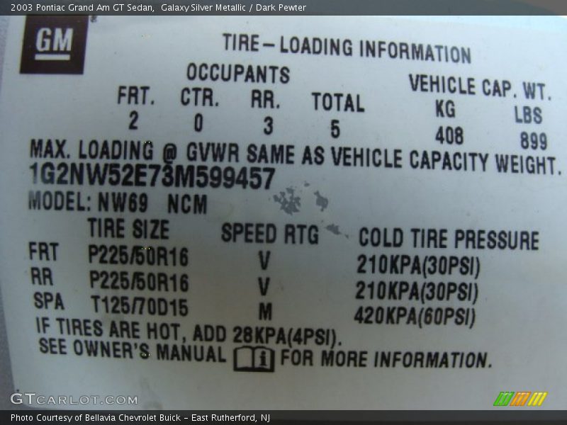 Galaxy Silver Metallic / Dark Pewter 2003 Pontiac Grand Am GT Sedan