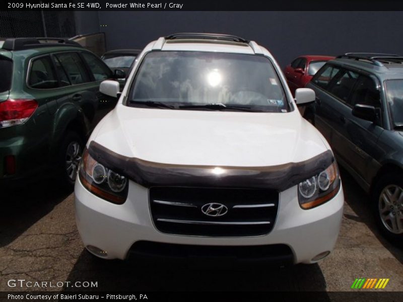 Powder White Pearl / Gray 2009 Hyundai Santa Fe SE 4WD