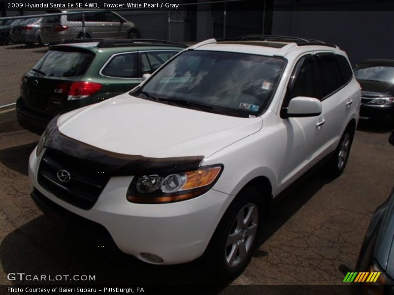 Powder White Pearl / Gray 2009 Hyundai Santa Fe SE 4WD