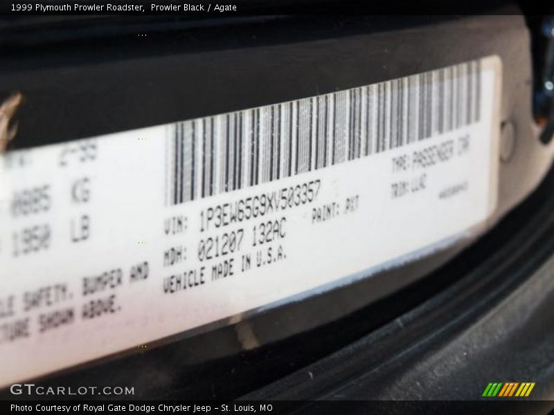 1999 Prowler Roadster Prowler Black Color Code PXT