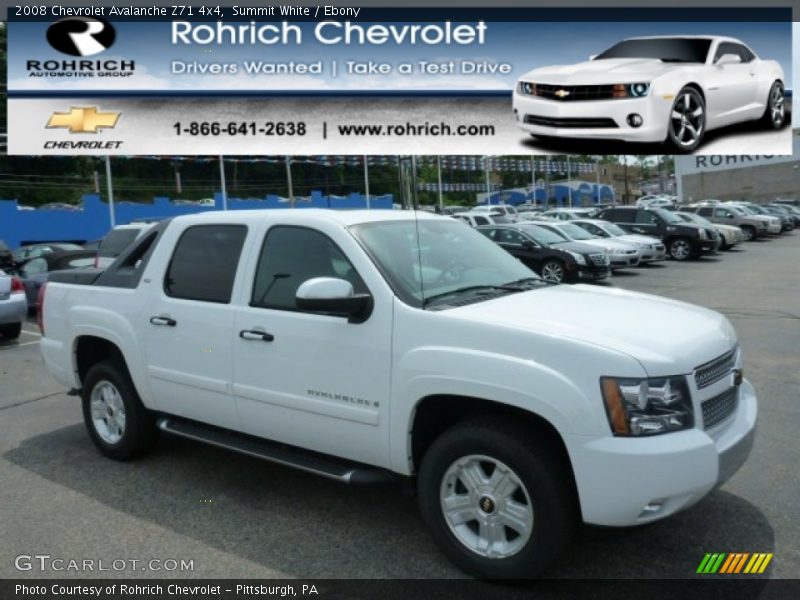 Summit White / Ebony 2008 Chevrolet Avalanche Z71 4x4