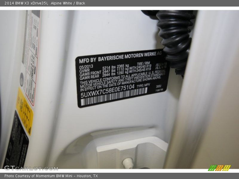 2014 X3 xDrive35i Alpine White Color Code 300