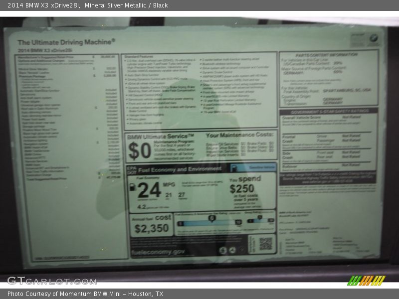  2014 X3 xDrive28i Window Sticker