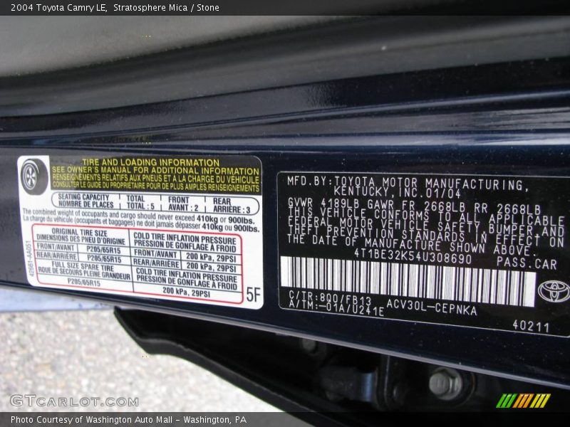 Stratosphere Mica / Stone 2004 Toyota Camry LE