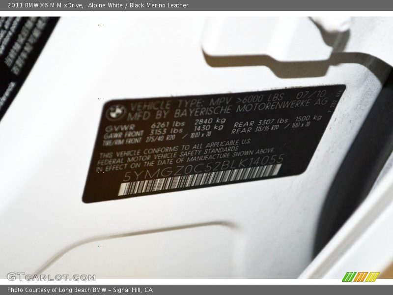 Alpine White / Black Merino Leather 2011 BMW X6 M M xDrive