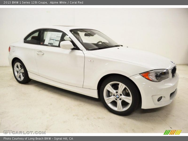 Alpine White / Coral Red 2013 BMW 1 Series 128i Coupe