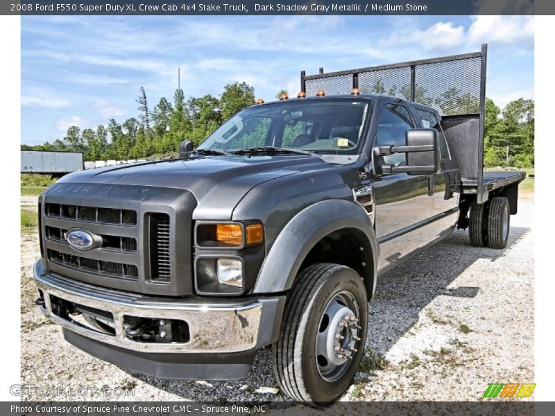 Dark Shadow Gray Metallic / Medium Stone 2008 Ford F550 Super Duty XL Crew Cab 4x4 Stake Truck