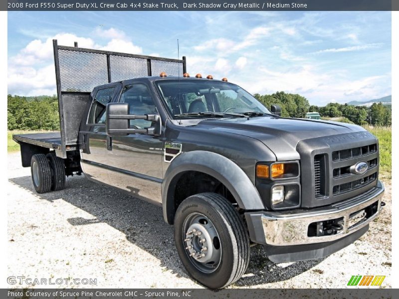 Dark Shadow Gray Metallic / Medium Stone 2008 Ford F550 Super Duty XL Crew Cab 4x4 Stake Truck