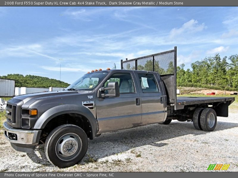 Dark Shadow Gray Metallic / Medium Stone 2008 Ford F550 Super Duty XL Crew Cab 4x4 Stake Truck