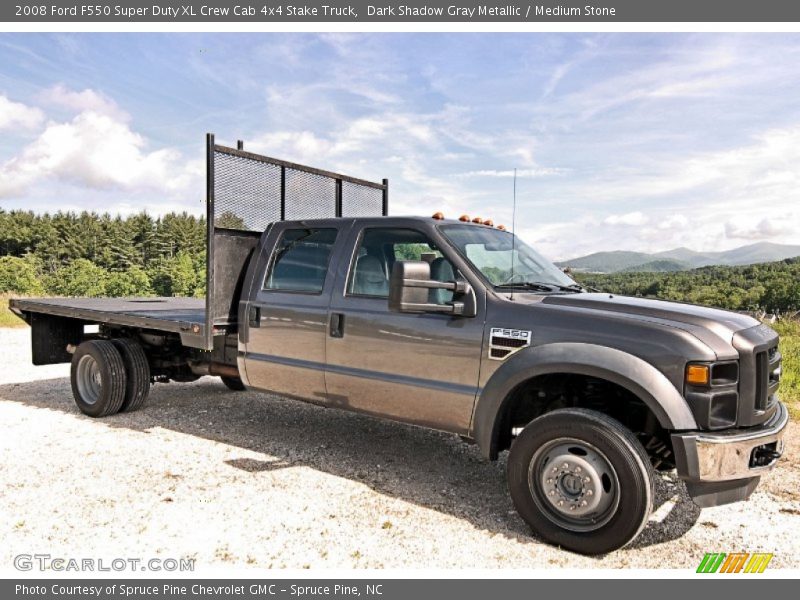Dark Shadow Gray Metallic / Medium Stone 2008 Ford F550 Super Duty XL Crew Cab 4x4 Stake Truck