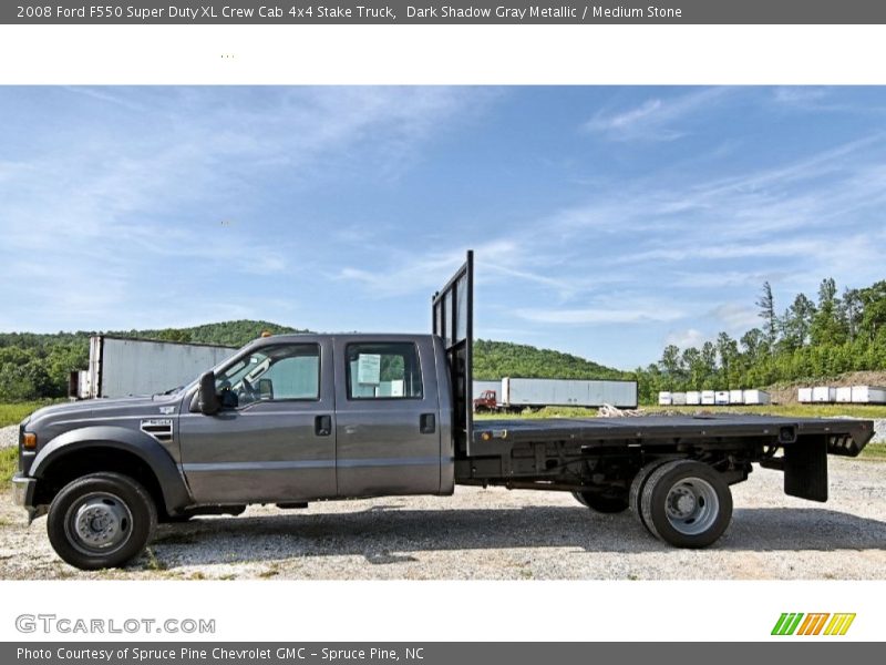 Dark Shadow Gray Metallic / Medium Stone 2008 Ford F550 Super Duty XL Crew Cab 4x4 Stake Truck