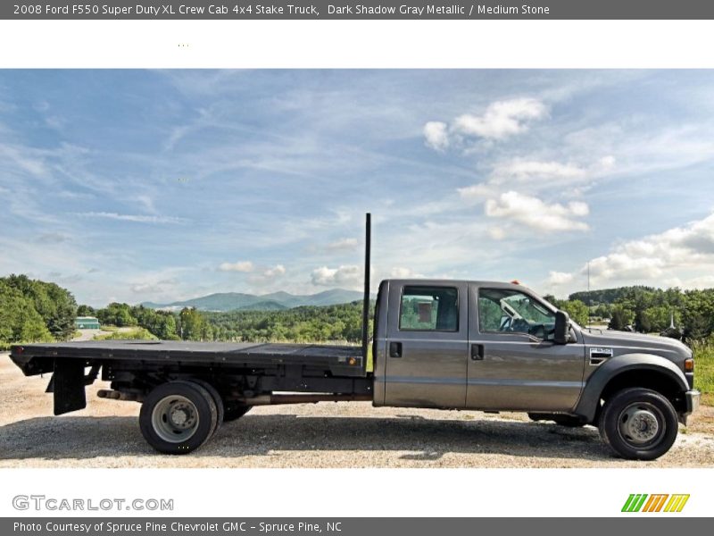 Dark Shadow Gray Metallic / Medium Stone 2008 Ford F550 Super Duty XL Crew Cab 4x4 Stake Truck