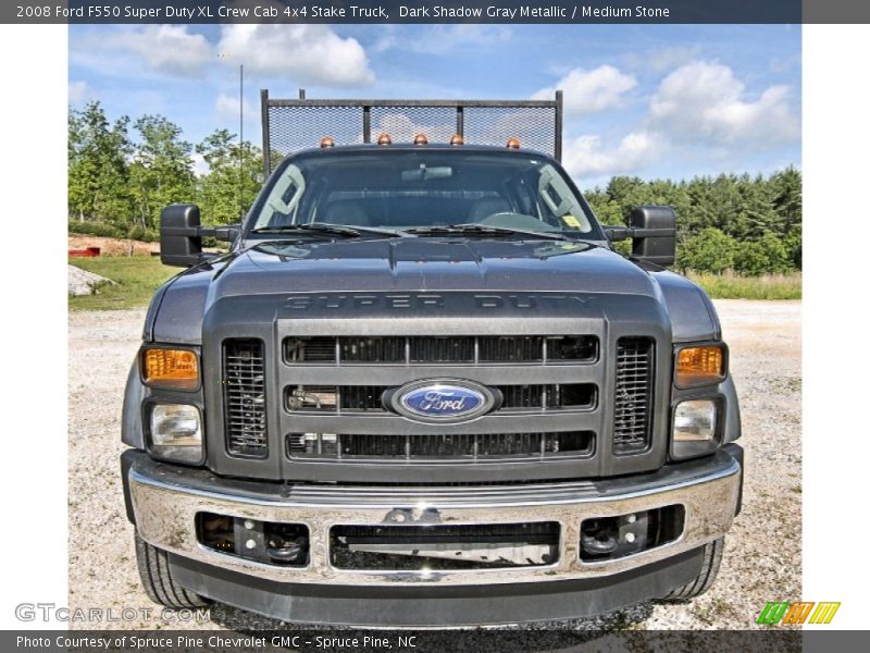 Dark Shadow Gray Metallic / Medium Stone 2008 Ford F550 Super Duty XL Crew Cab 4x4 Stake Truck