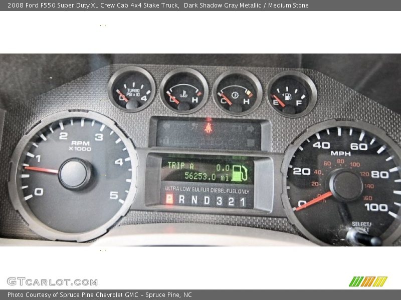 Dark Shadow Gray Metallic / Medium Stone 2008 Ford F550 Super Duty XL Crew Cab 4x4 Stake Truck
