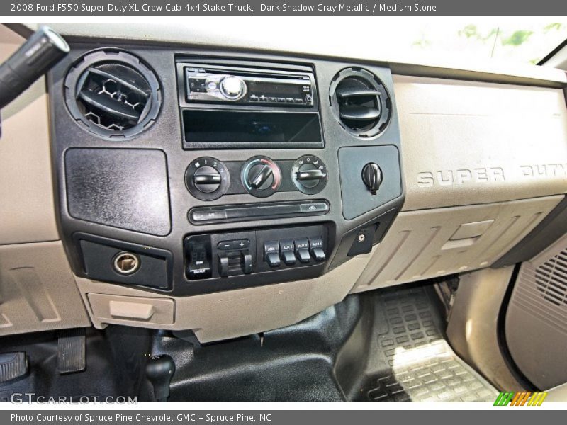 Dark Shadow Gray Metallic / Medium Stone 2008 Ford F550 Super Duty XL Crew Cab 4x4 Stake Truck