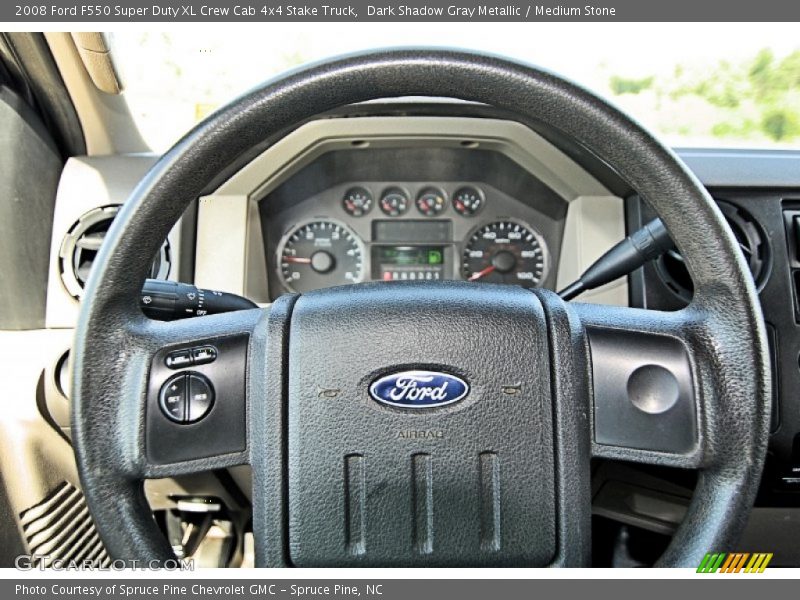 Dark Shadow Gray Metallic / Medium Stone 2008 Ford F550 Super Duty XL Crew Cab 4x4 Stake Truck