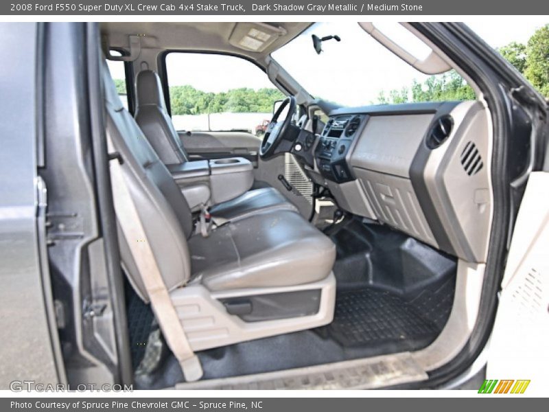 Dark Shadow Gray Metallic / Medium Stone 2008 Ford F550 Super Duty XL Crew Cab 4x4 Stake Truck