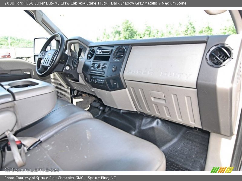 Dark Shadow Gray Metallic / Medium Stone 2008 Ford F550 Super Duty XL Crew Cab 4x4 Stake Truck