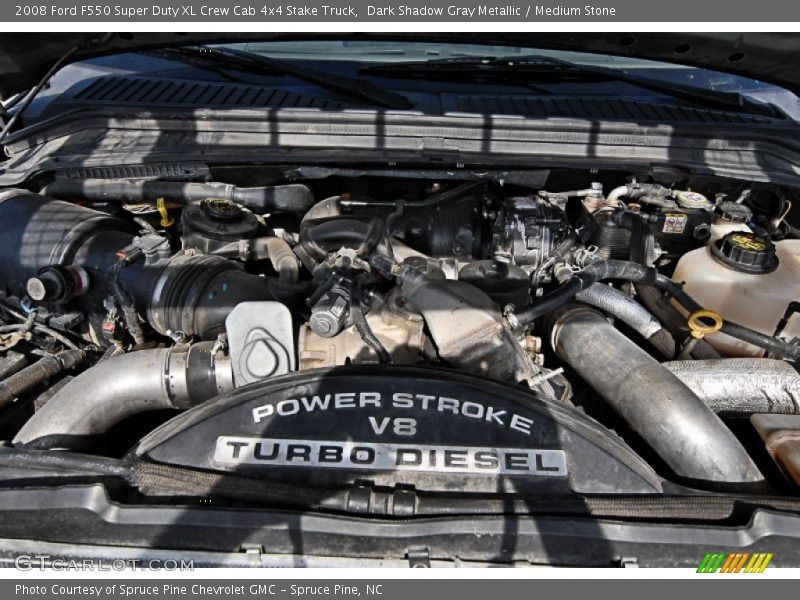 Dark Shadow Gray Metallic / Medium Stone 2008 Ford F550 Super Duty XL Crew Cab 4x4 Stake Truck