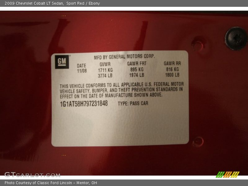 Sport Red / Ebony 2009 Chevrolet Cobalt LT Sedan