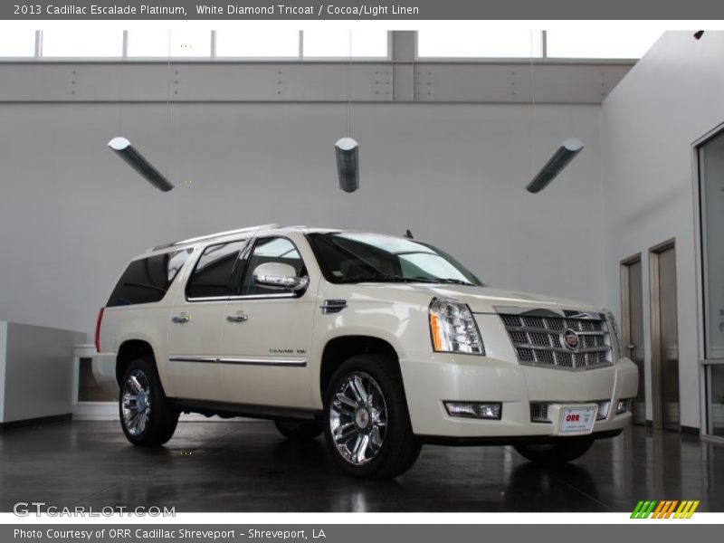 White Diamond Tricoat / Cocoa/Light Linen 2013 Cadillac Escalade Platinum