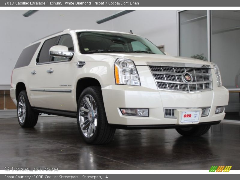 White Diamond Tricoat / Cocoa/Light Linen 2013 Cadillac Escalade Platinum
