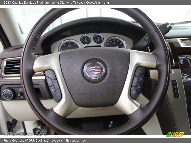 White Diamond Tricoat / Cocoa/Light Linen 2013 Cadillac Escalade Platinum